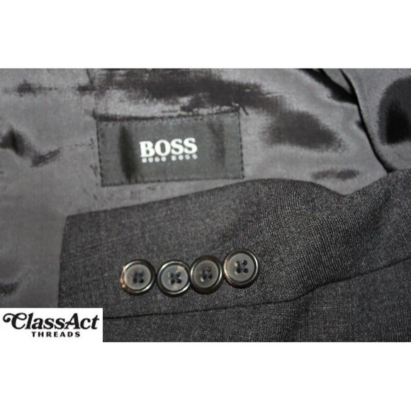 Hugo Boss Size Charcoal Men Wool Blend Suit Jacket Blazer Sport Coat 42L - Picture 9 of 9